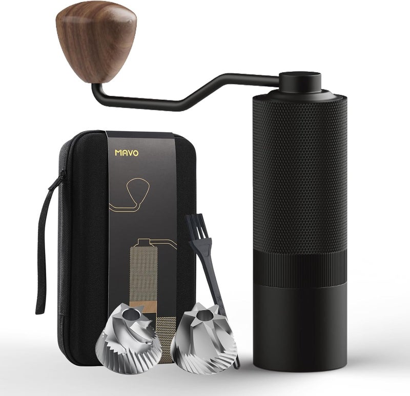 MAVO Manual Coffee Grinder, Wizard Hand Coffee Grinder, Capacity 25g with 2PCS CNC Stainless Steel Conical Burr -Pentagon and Hexagonal, Burr Coffee Bean Grinder for French Press, Pour Over, Black - Image 1